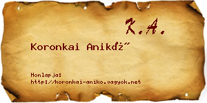Koronkai Anikó névjegykártya
